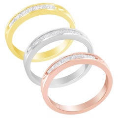 10K Gelb-, Weiß- und Roségold über Sterling Silber 5/8 Cttw Diamond Band Ring