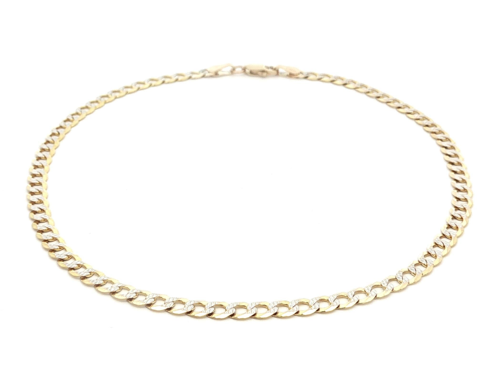 De las mujeres Tobillera de eslabones cubanos con corte de diamante en oro amarillo y blanco de 10 k en venta