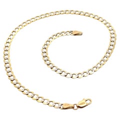 10k Yellow & White Gold 10" Diamond Cut Curb Cuban Link Anklet Ankle Bracelet