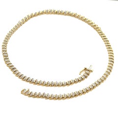10k Yellow & White Gold 1.50ctw Illusion Light Champagne Diamond S Link Necklace
