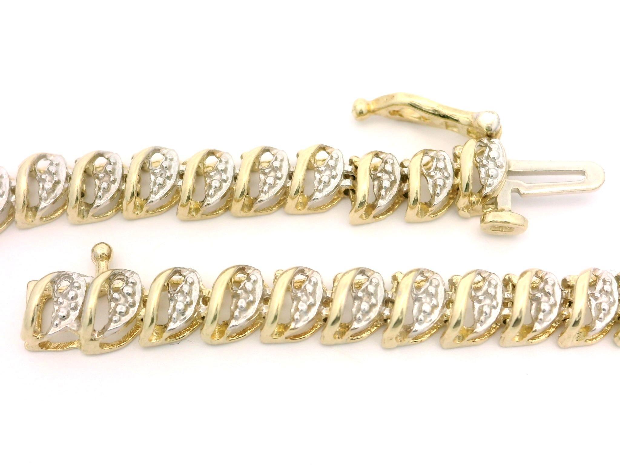 10k Yellow & White Gold 1.50ctw Illusion Light Champagne Diamond S Link Necklace For Sale 3