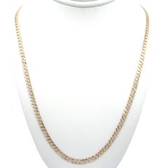 10k Yellow & White Gold 24" Diamond Cut Curb Cuban Link Chain Necklace