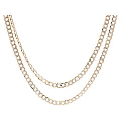 10k Yellow & White Gold 24" Diamond Cut Curb Cuban Link Chain Necklace