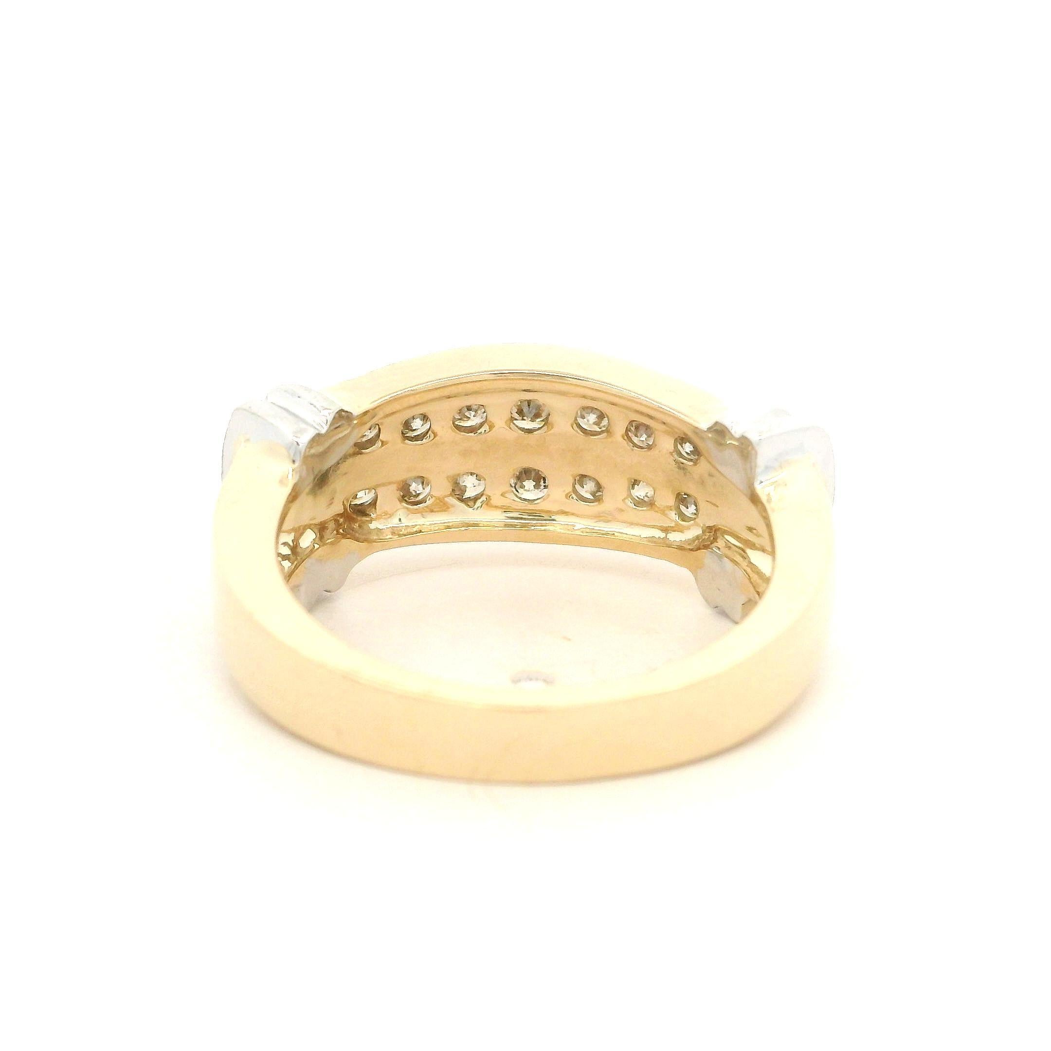 Bague à double rangée de diamants en or jaune et blanc 10k avec accents flamboyants 0,30ctw en vente 5