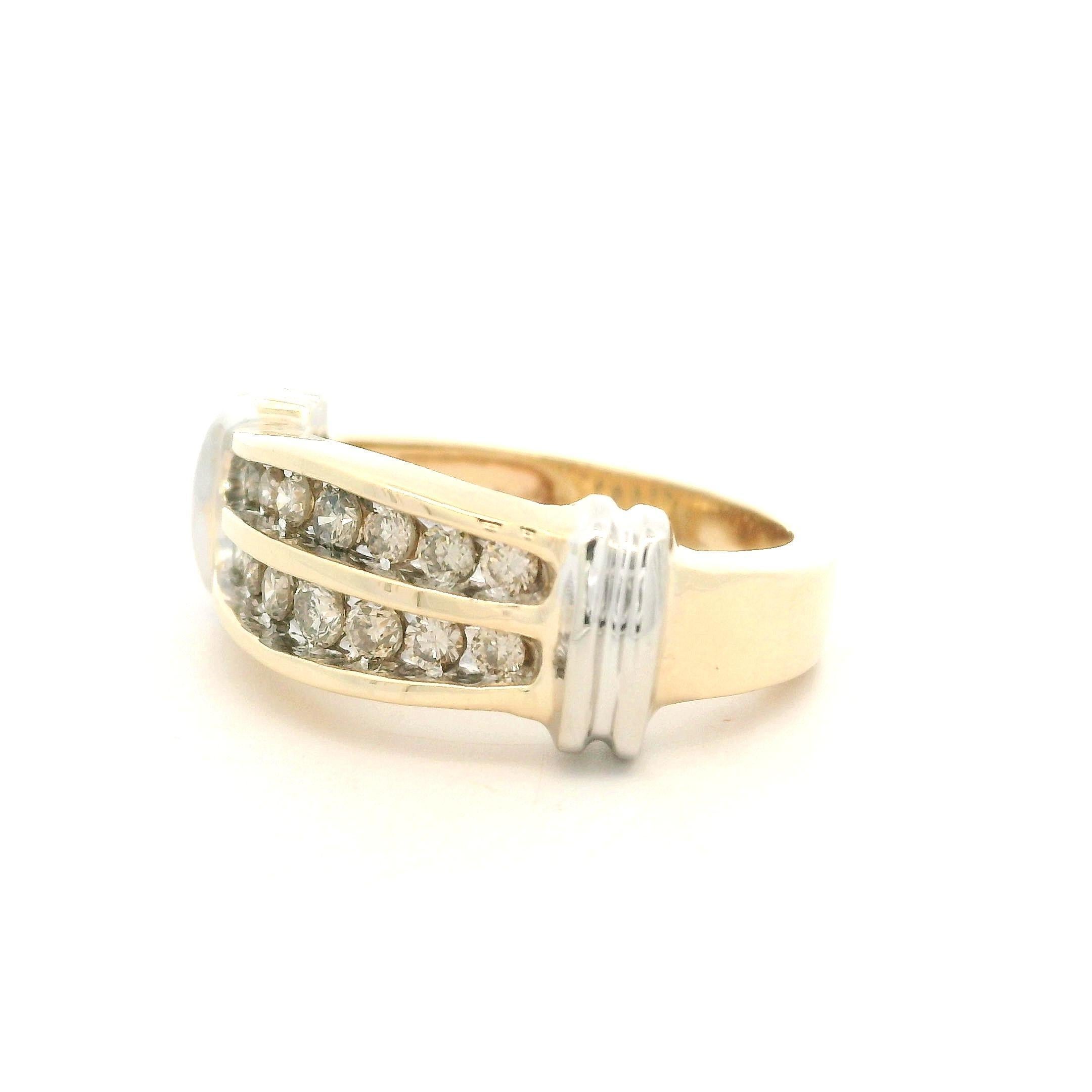 Bague à double rangée de diamants en or jaune et blanc 10k avec accents flamboyants 0,30ctw en vente 4
