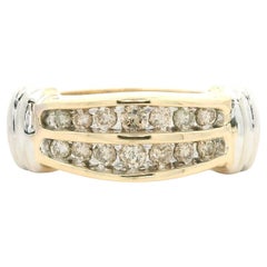 10k Yellow & White Gold Accents Fiery 0.30ctw Diamond Dual Row Band Ring