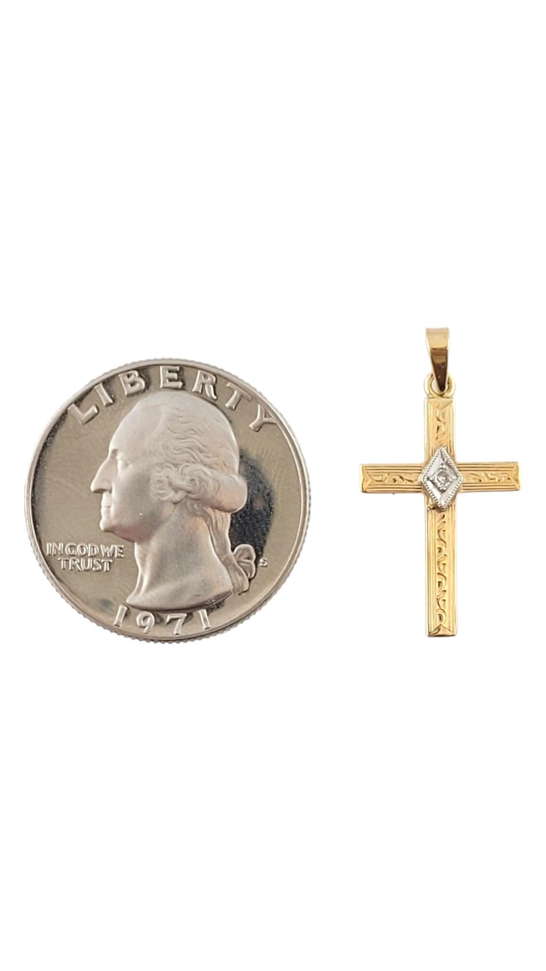 Women's 10K Yellow & White Gold Diamond Cross Pendant #16176 For Sale