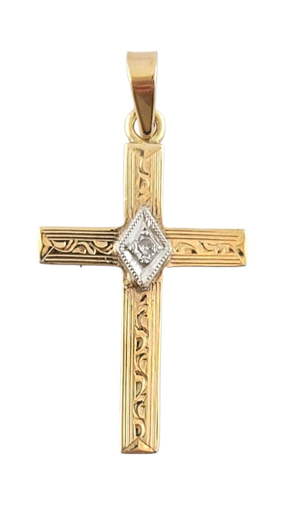 10K Yellow & White Gold Diamond Cross Pendant #16176 For Sale