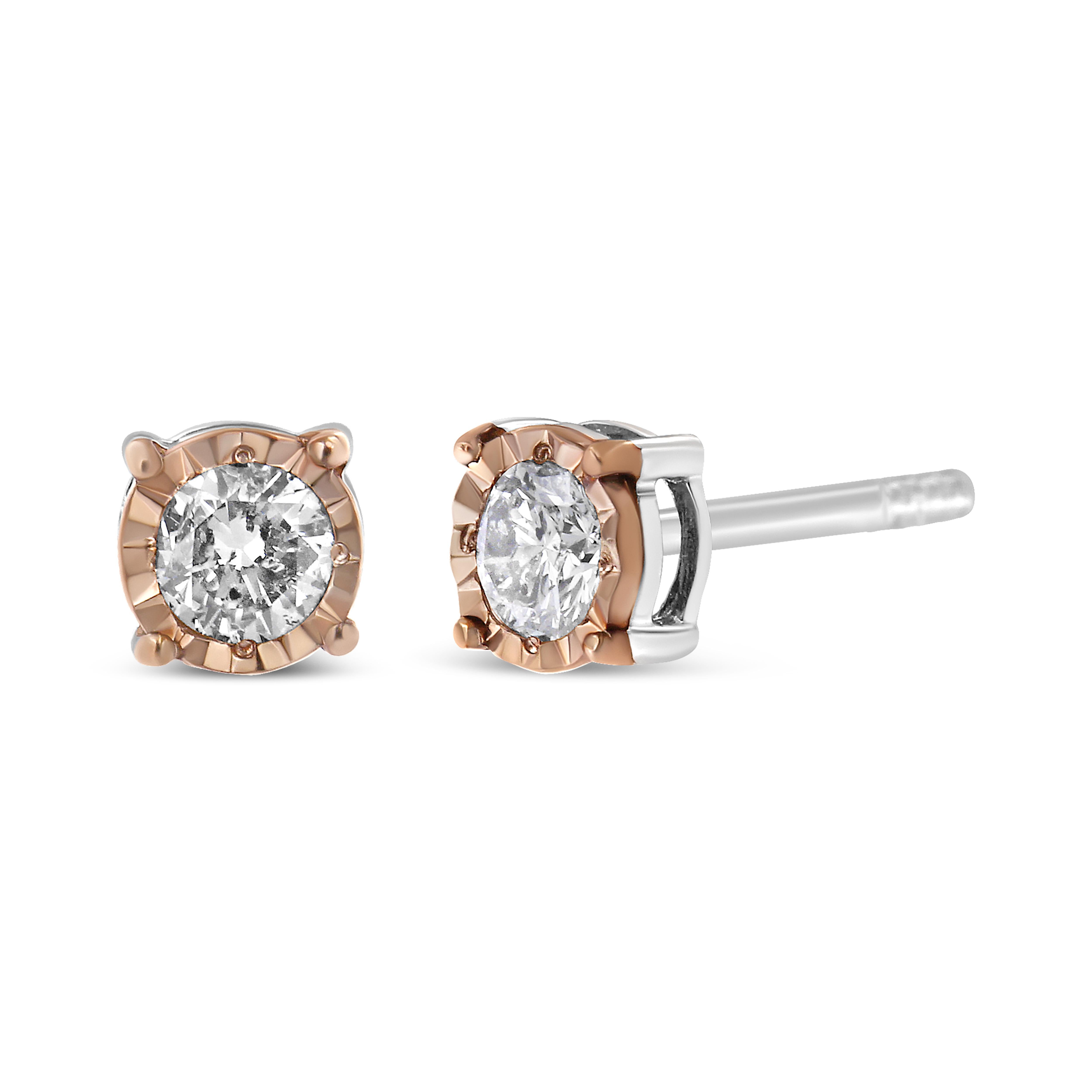 Add a shimmering touch to your wardrobe with these elegant and extravagant diamond earrings. Fashioned in the round shape, the earrings are crafted of your choice of sterling silver flashed with white rhodium, or with 10K rose or yellow gold