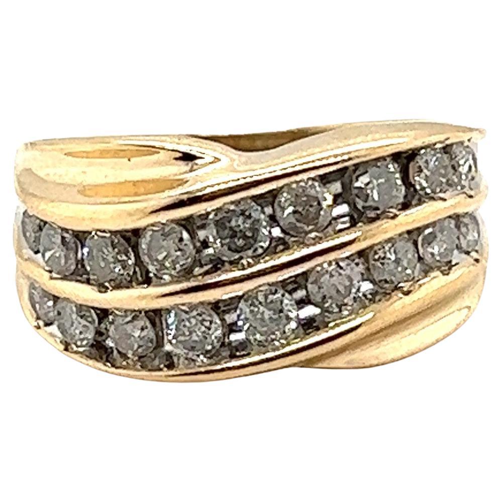 14kt 3 Row Diamond Ring R7537