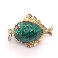 10kt 3-D 1960s Era Enamel Fish Charm