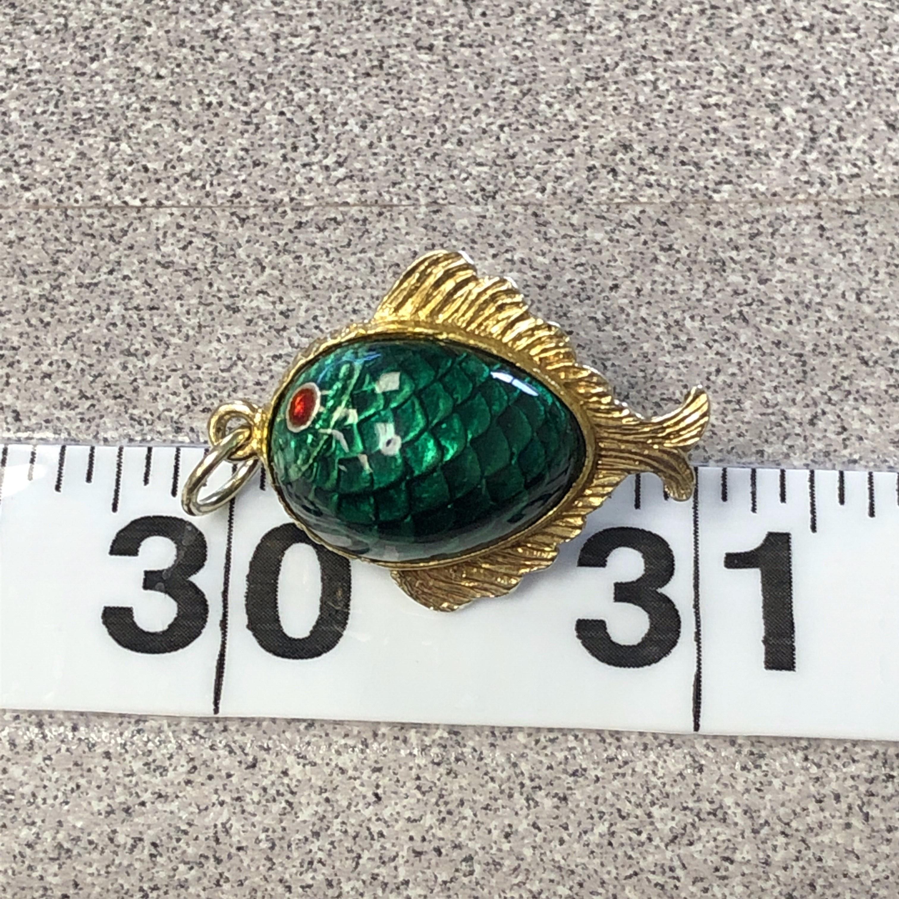 10kt 3-D 1960s Era Enamel Fish Charm 1