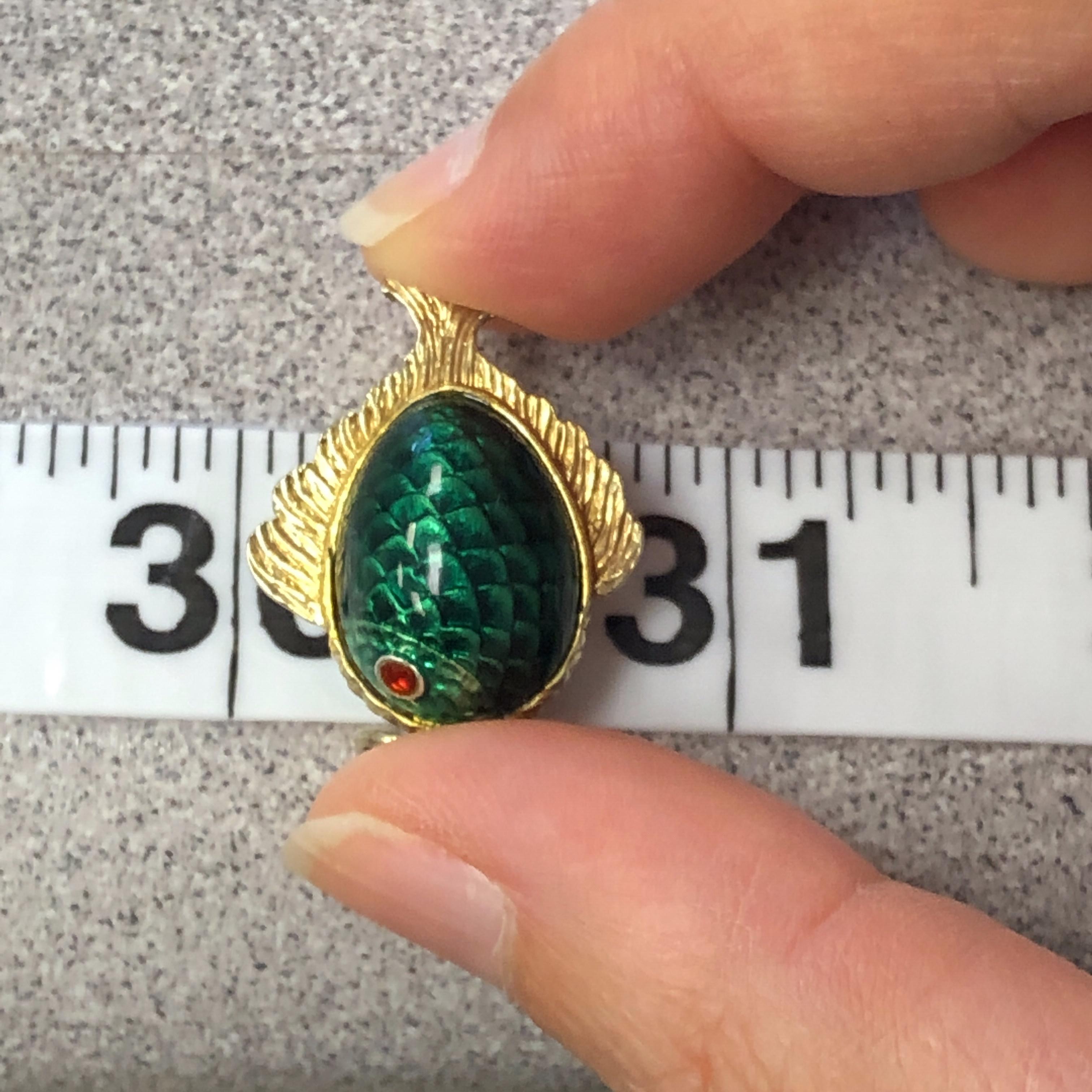 10kt 3-D 1960s Era Enamel Fish Charm 2