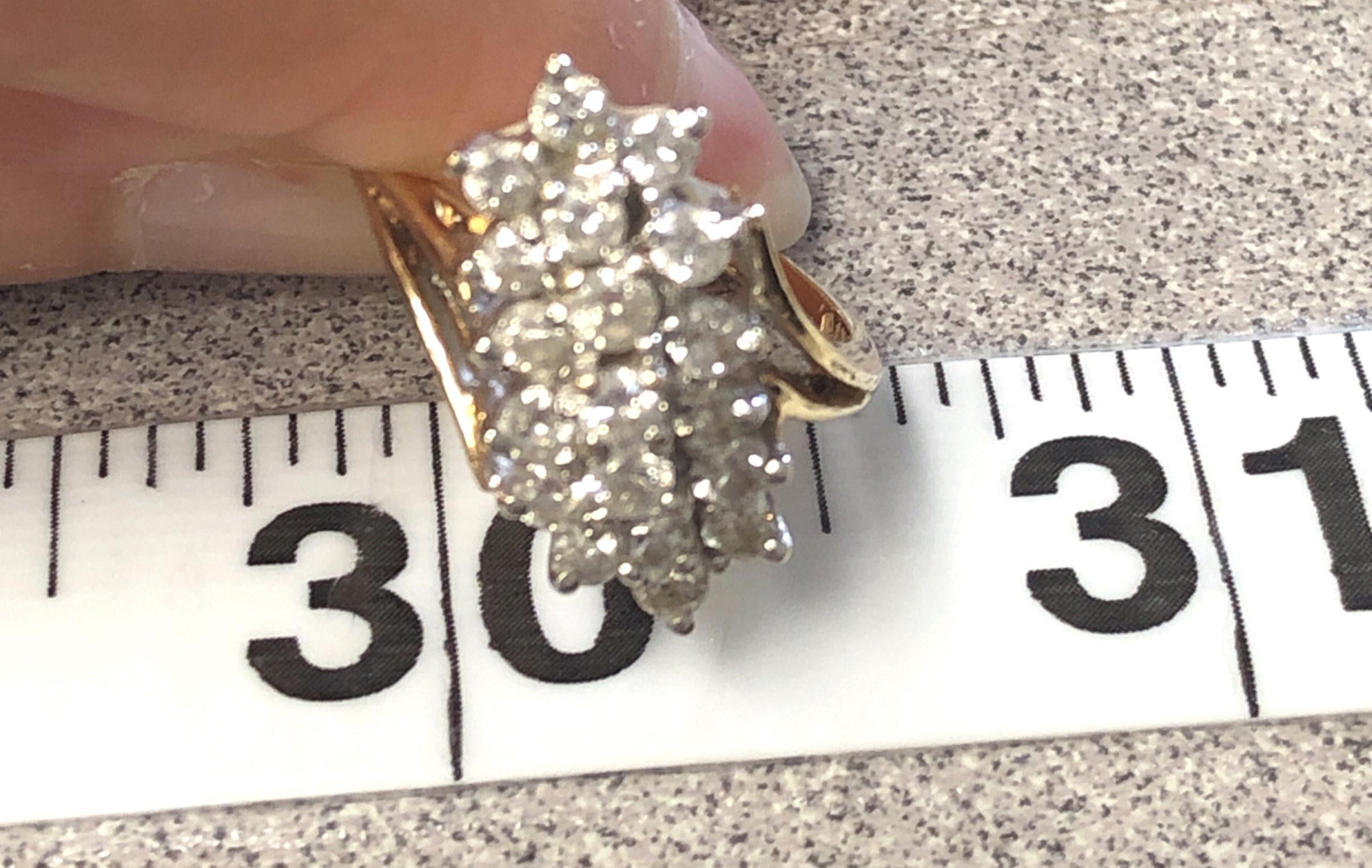 Women's or Men's 10kt .78-.85ct Diagonal Diamond Cluster Ring