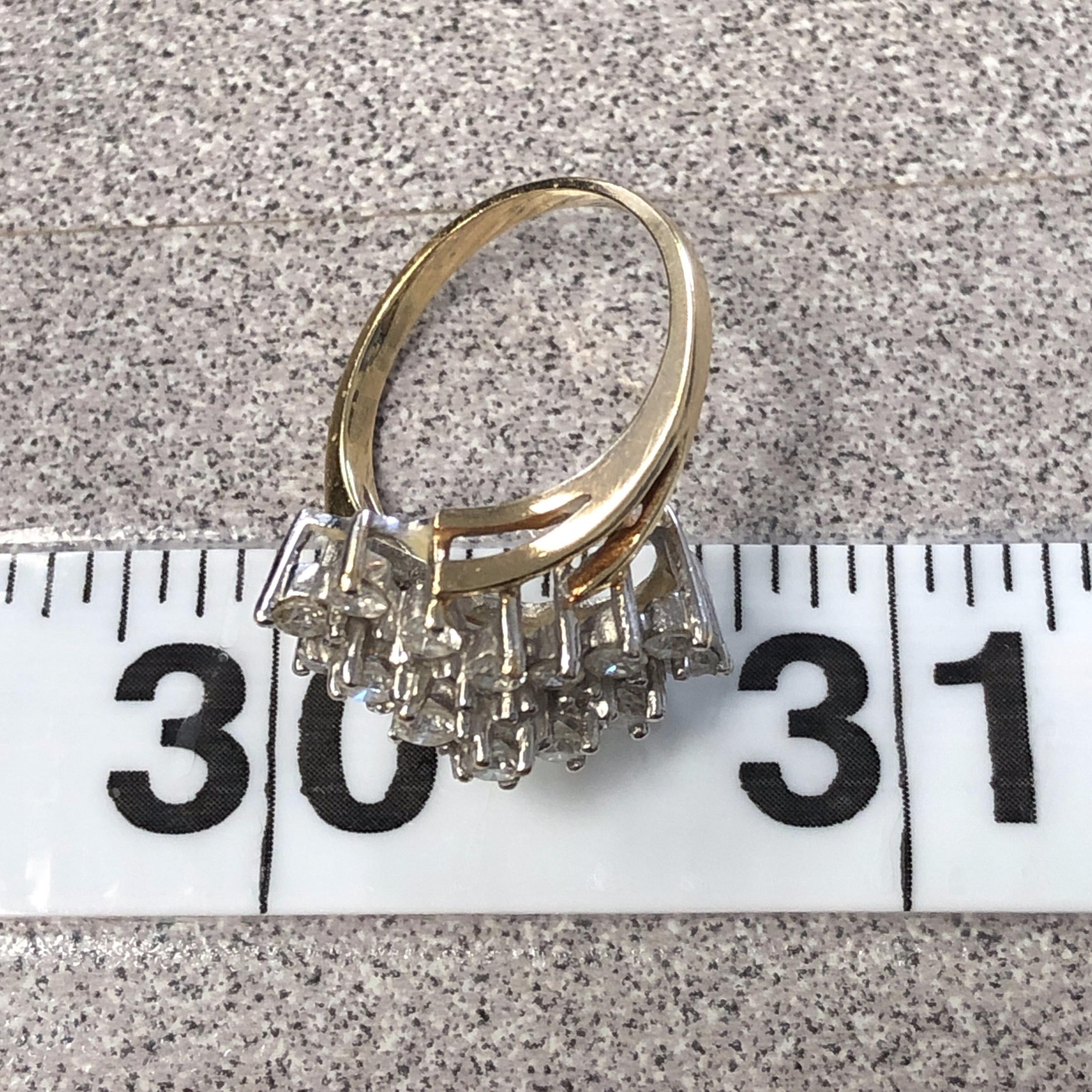 10kt .78-.85ct Diagonal Diamond Cluster Ring 1
