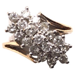 10kt .78-.85ct Diagonal Diamond Cluster Ring