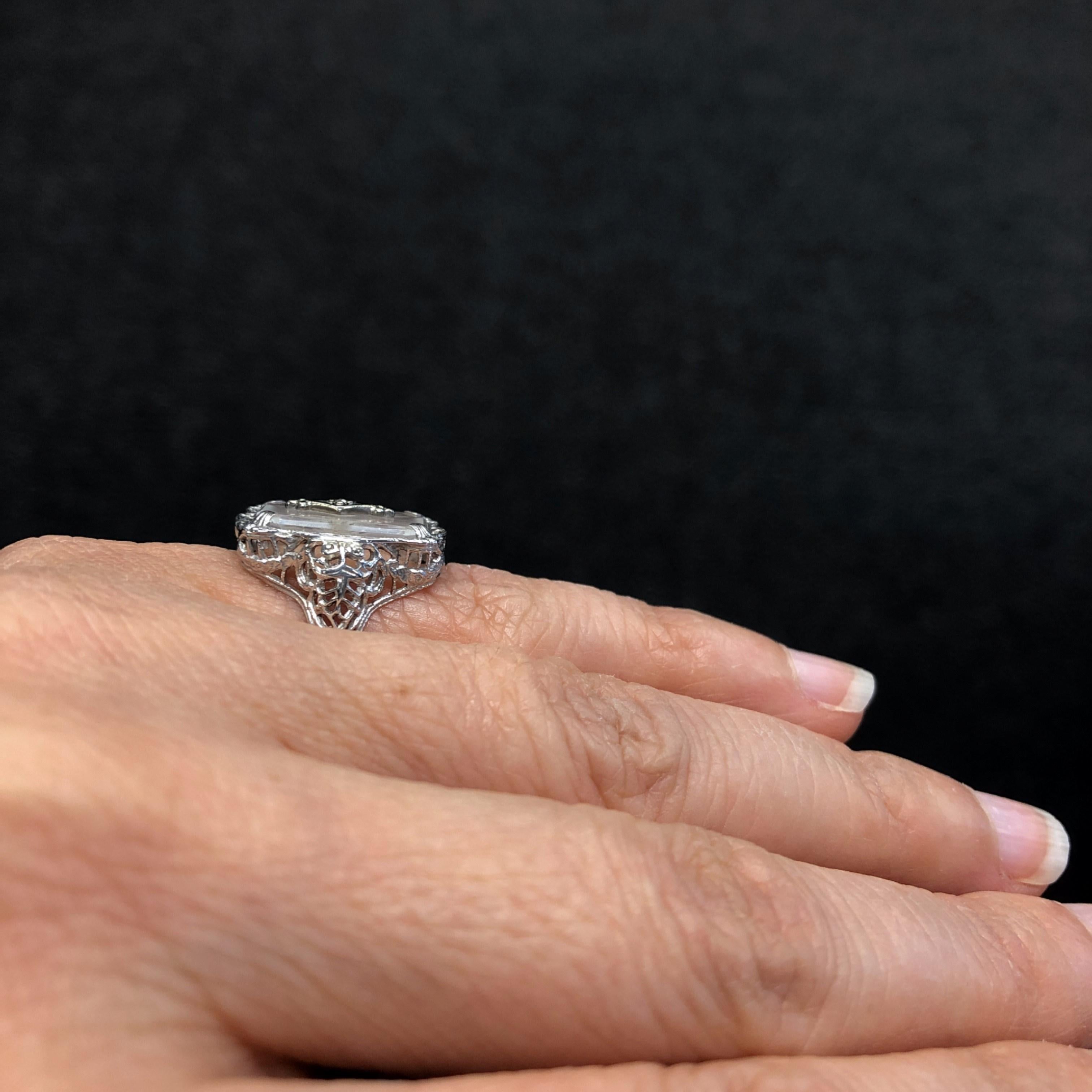 10kt Art Deco Camphor Glass Ring 5