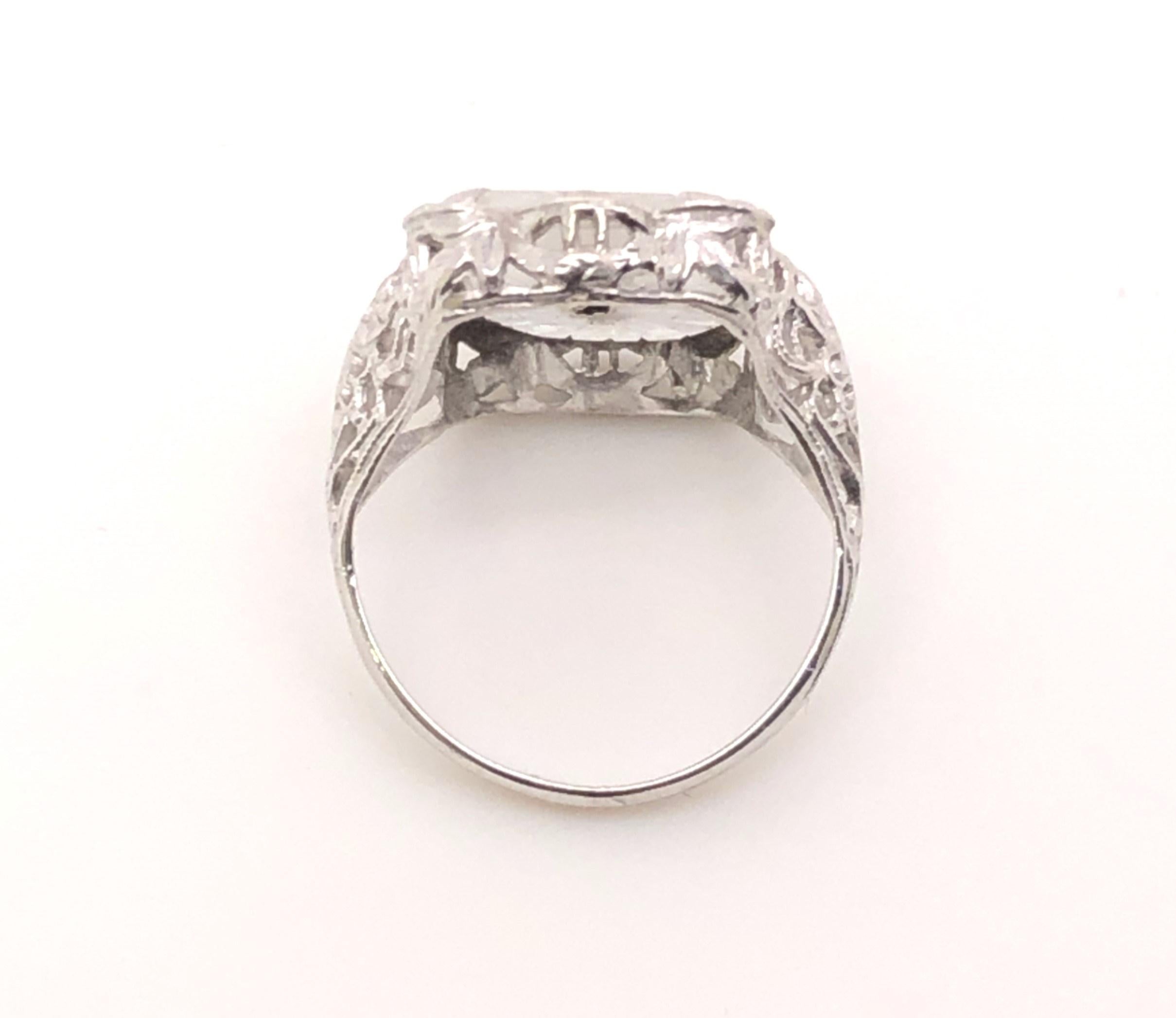 Women's or Men's 10kt Art Deco Camphor Glass Ring