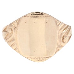 10KT Engraved Signet Ring