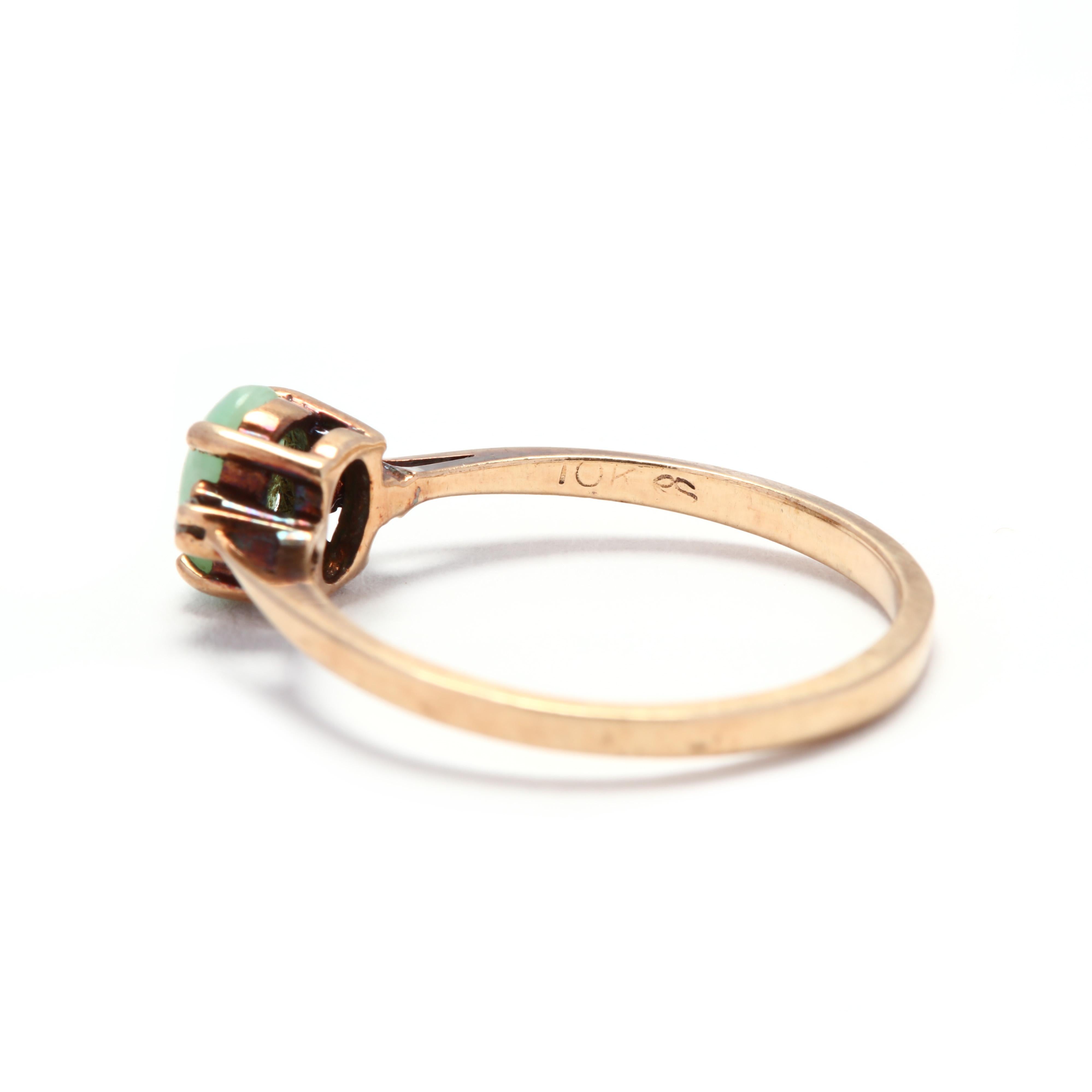 Women's or Men's 10 Karat Gold, Jade and Diamond Ring