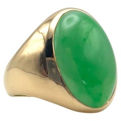 Vintage 10KT Gold Men's Jade Ring