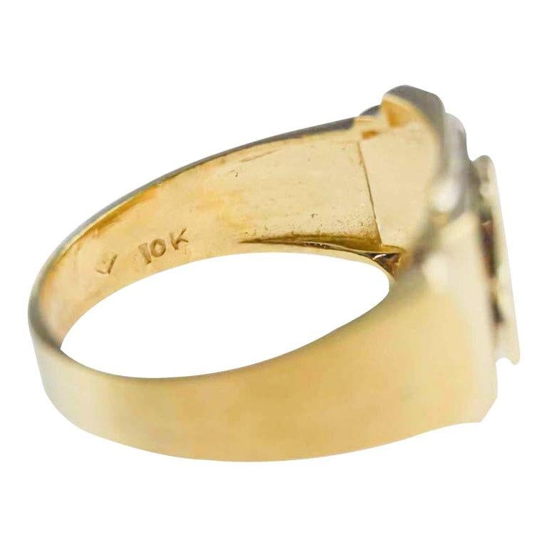 10Kt. Massivgold Art Deco Ring Größe 6,5 und handgefertigt ca. 1940''s im Angebot 1