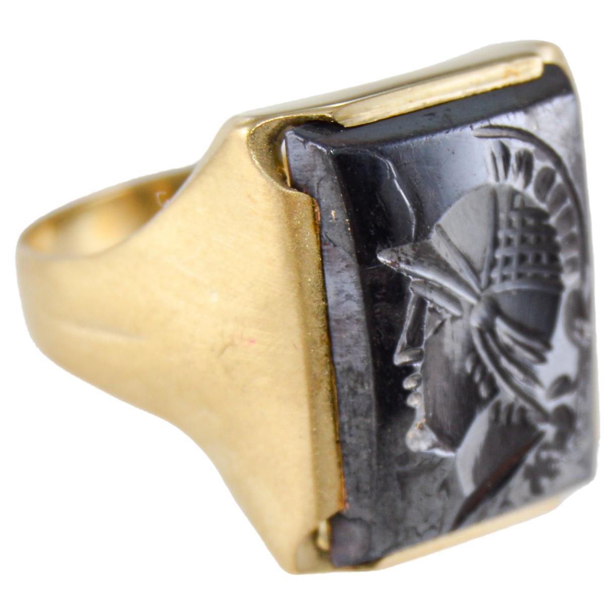 10kt Solid Gold Hand Constructed Art Deco Ring In Excellent Condition For Sale In Long Beach, CA