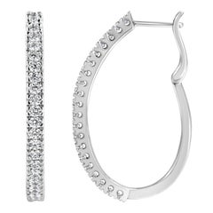 10 Karat Weißgold 1,0 Karat Diamant-Creolen-Ohrringe