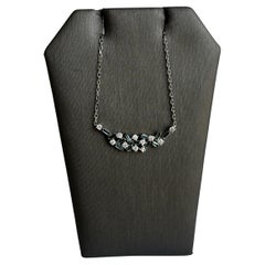 10kt White Gold Blue and White Diamond Bar Necklace - 0.50ctw, 18", New