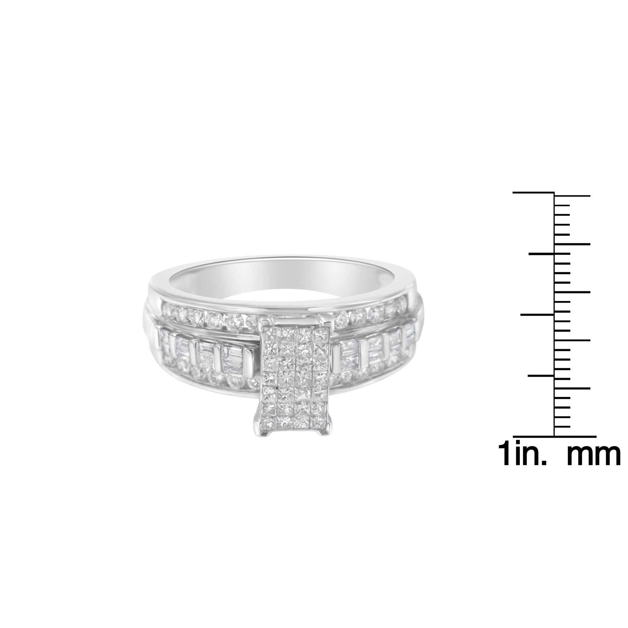 Round Cut 10KT White Gold Diamond Composite Ring (1 cttw, H-I Color, SI2-I1 Clarity) For Sale