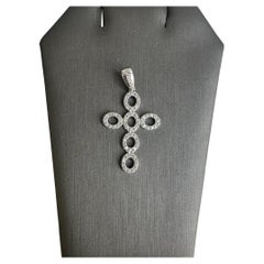 10kt White Gold Diamond Cross Pendant - 0.44ctw GH SI Natural Diamonds, New