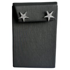 10kt White Gold Diamond Star Studs - 0.33ctw HI SI Round & Baguette Diamonds