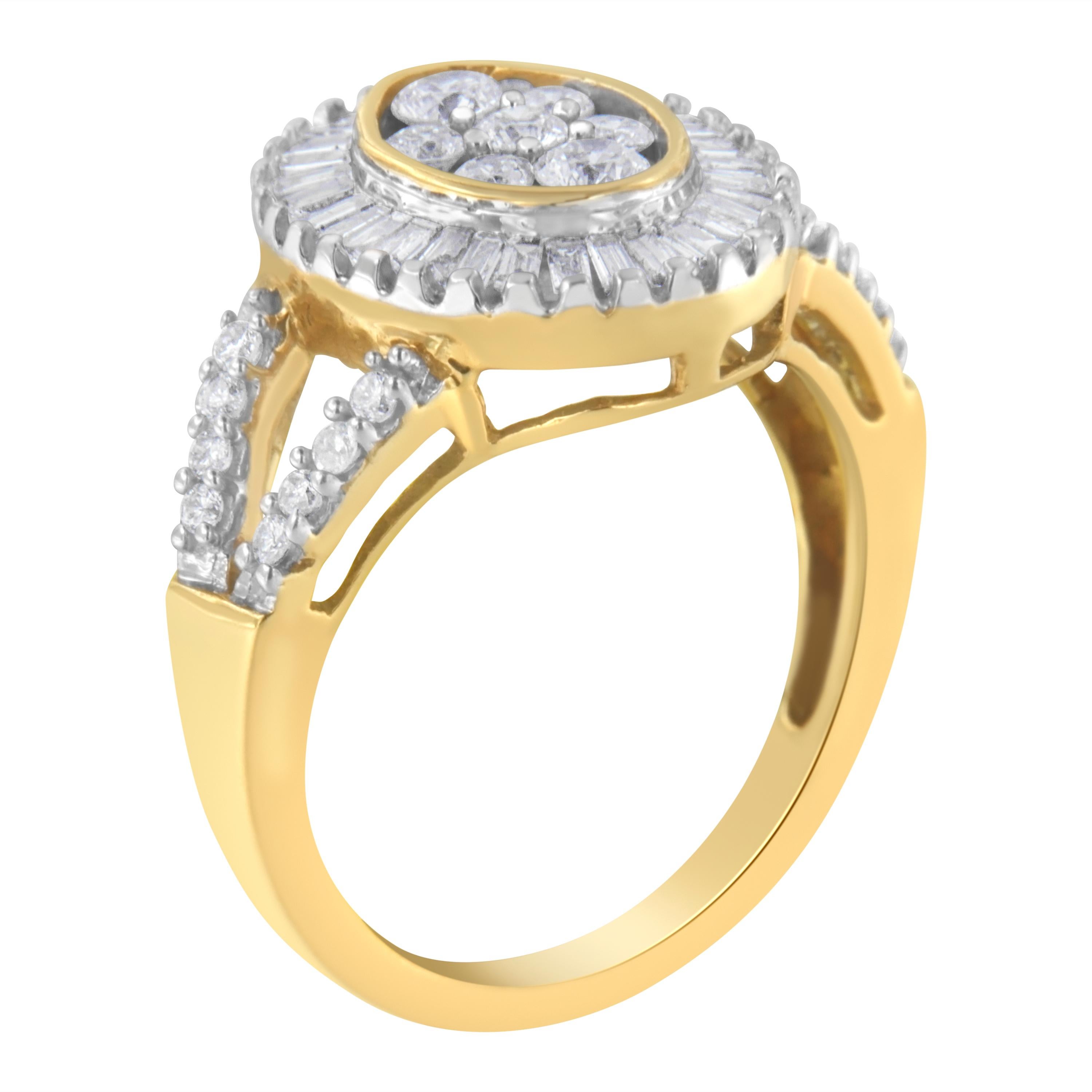 10kt Yellow Gold 1.00 Carat Diamond Cocktail Ring In New Condition For Sale In New York, NY