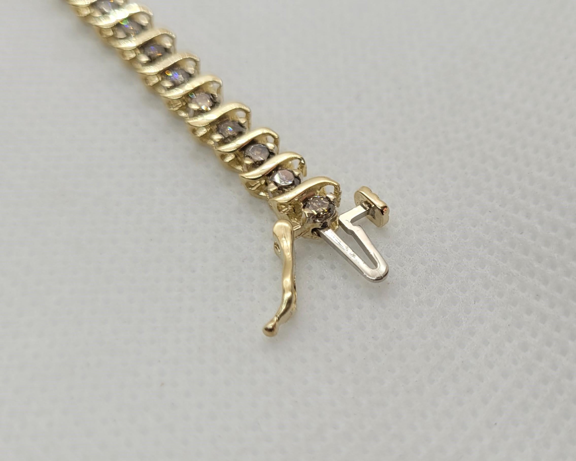 10kt Yellow Gold 4.50cttw Round Brilliant Diamond Tennis Bracelet, 