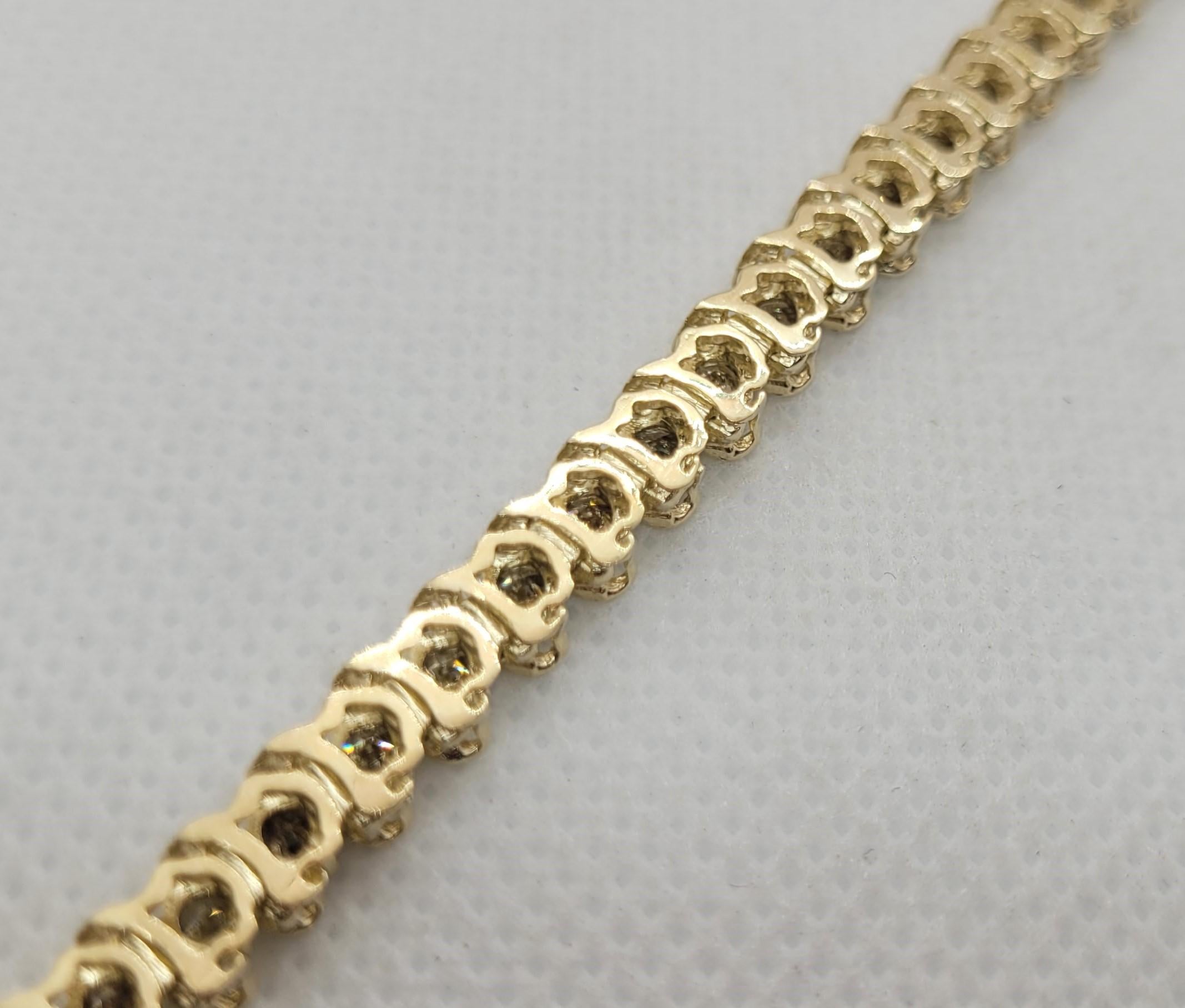 10kt Yellow Gold 4.50cttw Round Brilliant Diamond Tennis Bracelet, 
