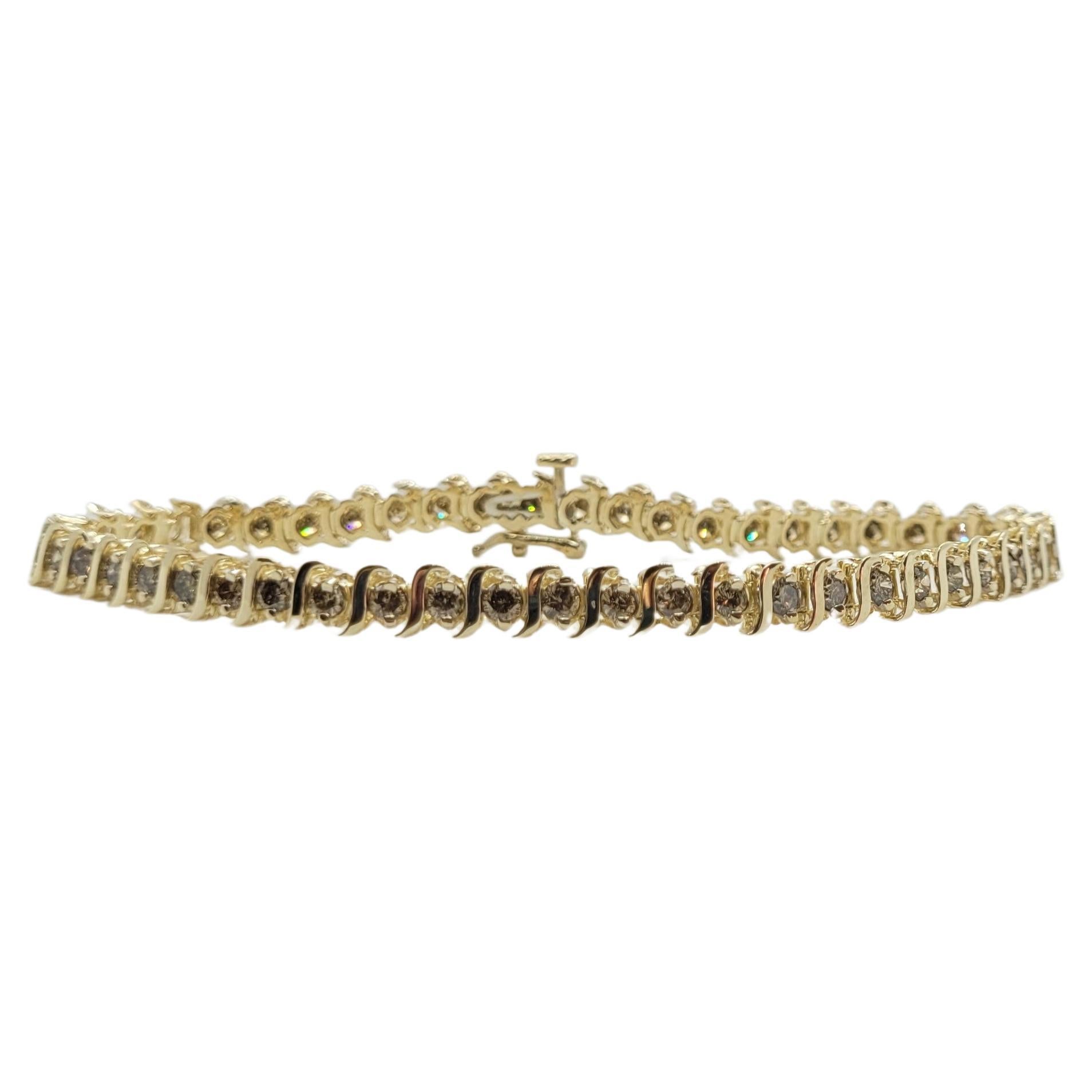 10kt Gelbgold 4,50cttw runder Brillant Diamant Tennis-Armband, "S" Design