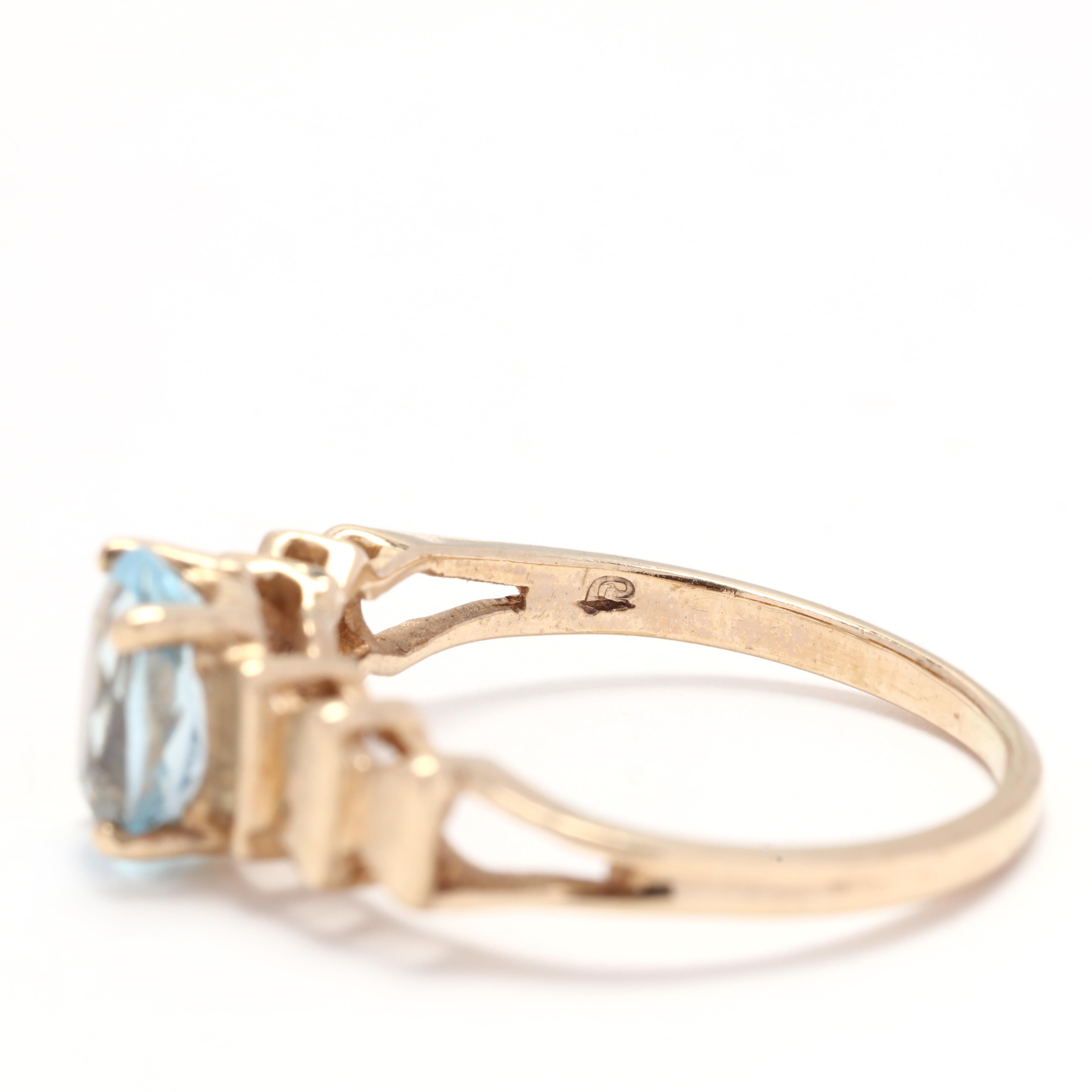 10 Karat Yellow Gold Blue Topaz Step Ring In Good Condition In McLeansville, NC