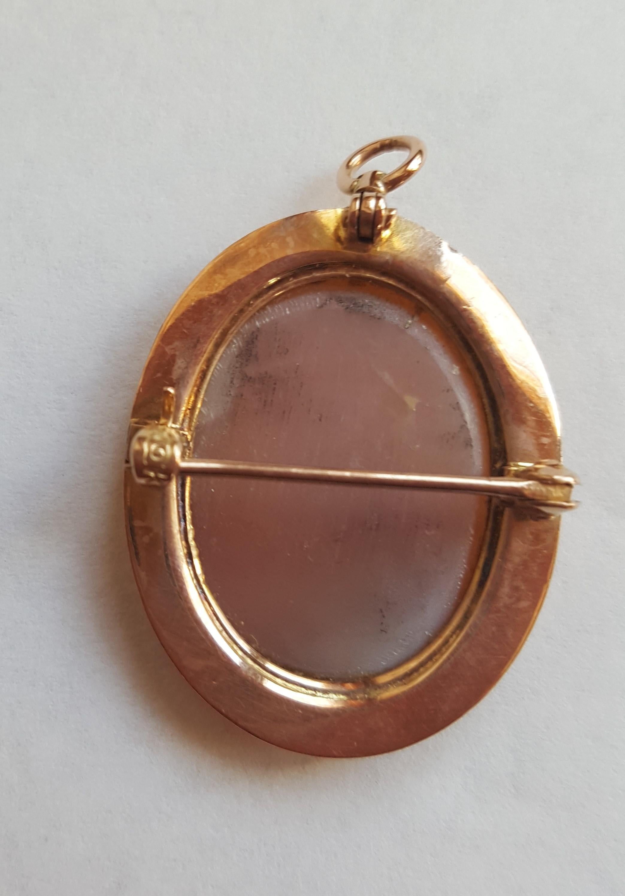 10kt Yellow Gold Cameo Pendant and Pin, 2.9 Grams, 20mm X 15 mm in Size

With a reputation for timeless design, superior craftsmanship, and one-of-a-kind jewelry, Rock N Gold Estates has selected a captivating Estate Jewelry Collection of vintage