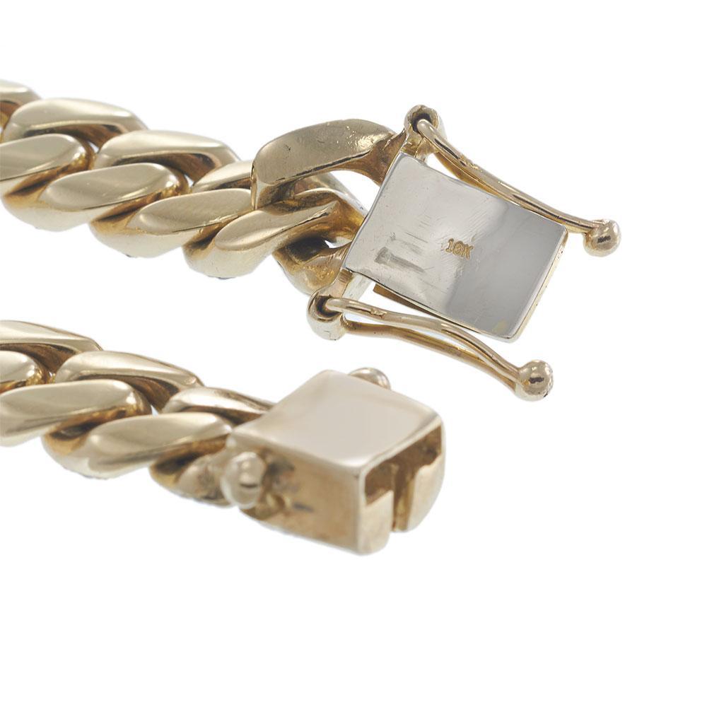 Bracelet à maillons cubains en or jaune 10KT avec diamants pavés Neuf - En vente à New York, NY
