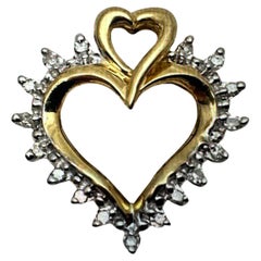 10kt Yellow Gold Diamond 5/8" Heart Pendant 