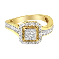 Anello Cocktail con diamanti in oro giallo 10KT (5/8 cttw, colore H-I, purezza SI2-I1)