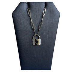 10kt Yellow Gold Diamond Lock Necklace - 0.14ctw GH I1 Diamonds, 18 inches, New