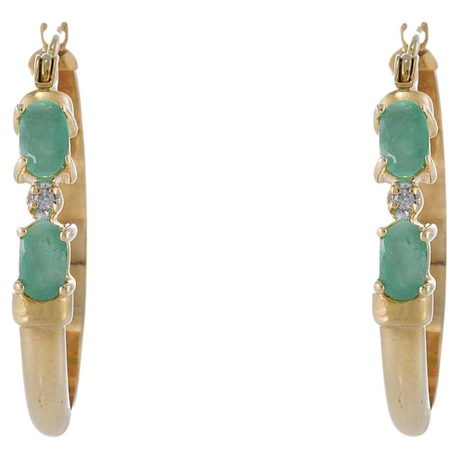 Emerald & 14k Gold Evolve Charm Hoop Earrings