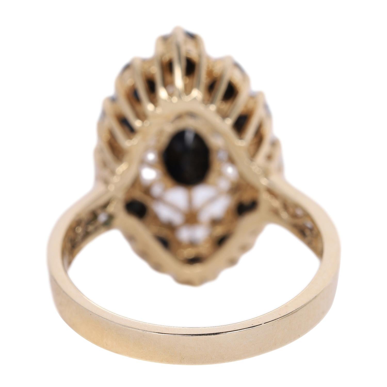 Women's 10Kt Yellow Gold Natural Sapphire Filigree Style Ring Size 7.25 For Sale