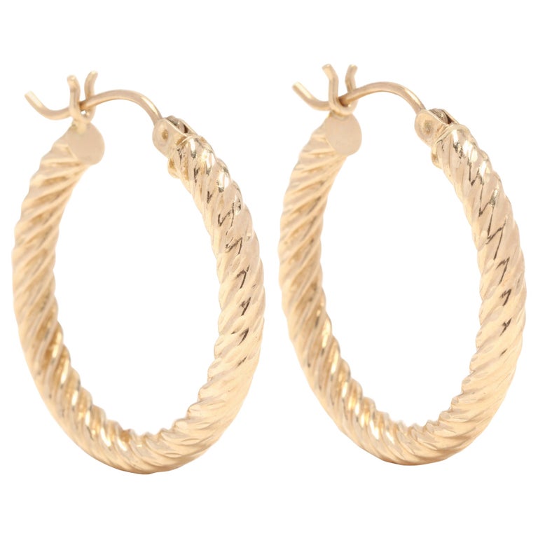 10 Karat Yellow Gold Twist Hoop Earrings