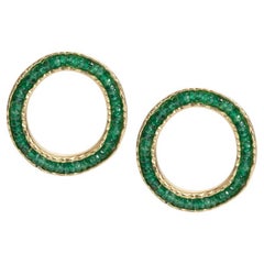 10KY Coin Earrings with Emeralds