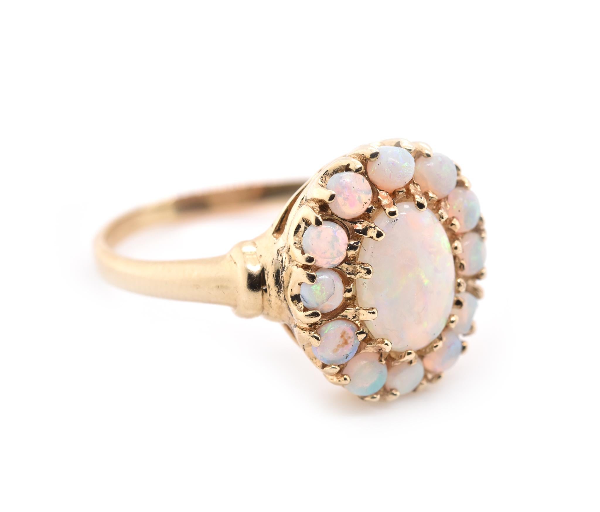 Material: 10k yellow gold
Ring size: 8 (please allow two additional shipping days for sizing requests)
Dimensions: ring is approximately 24.20mm by 20.47mm
Weight: 2.8 grams
