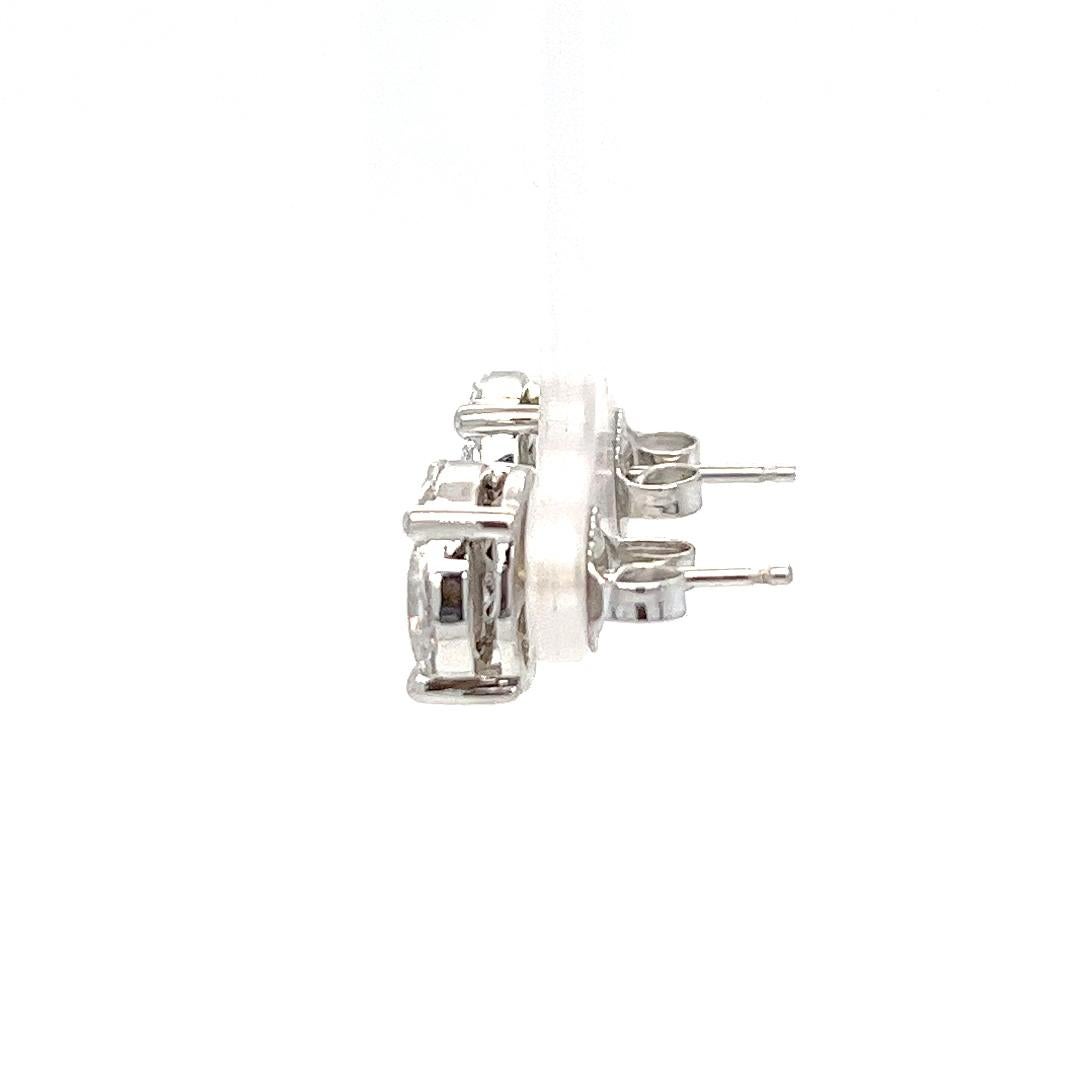 Marquise Cut 10mm Diamond Cluster Stud Earrings For Sale
