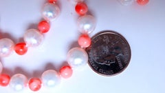 10mm freshwater Pearl Coral necklace 14kt Gold