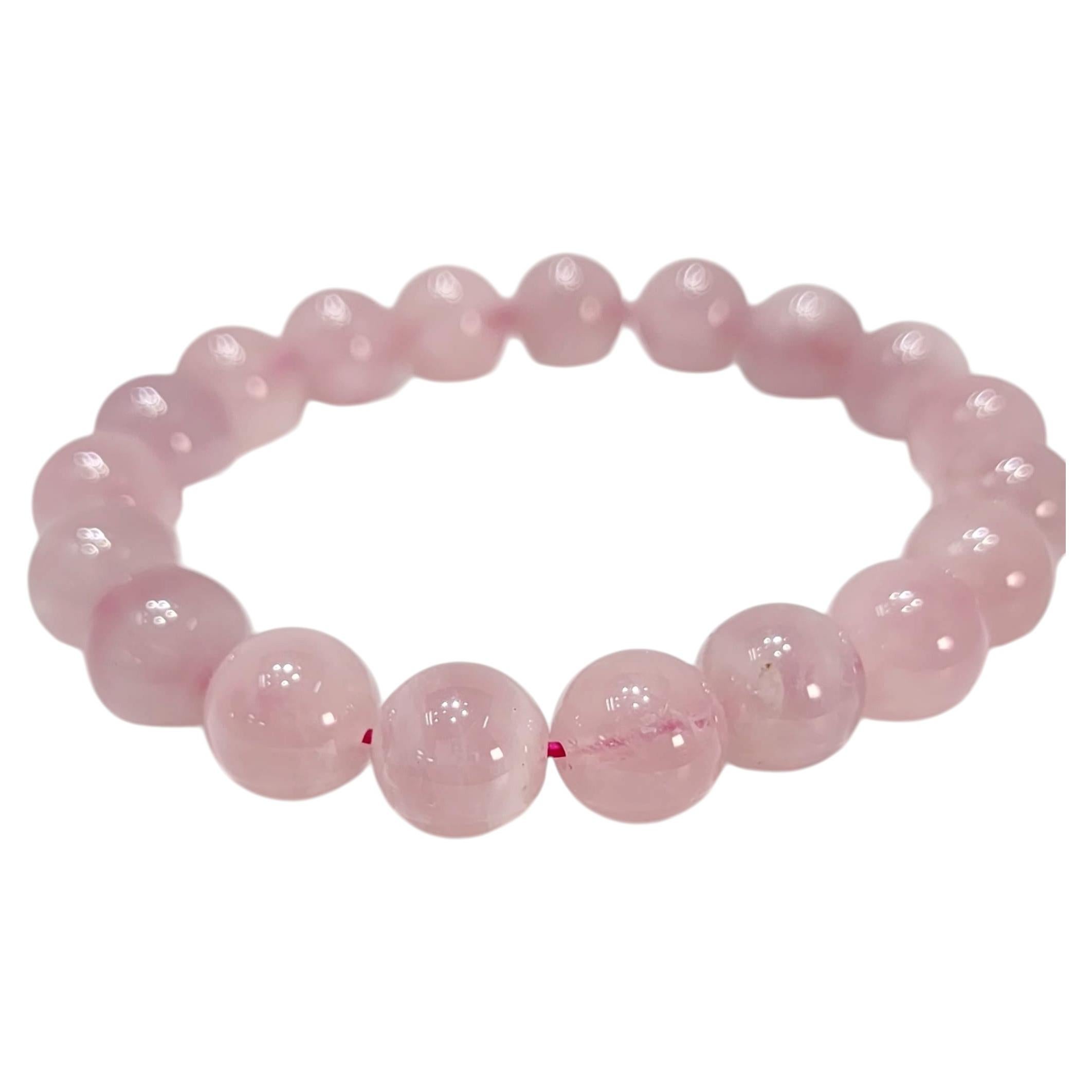 10mm Natural Rose Quartz Bead Stretch Bracelet – 16.8cm Product Description: For Sale